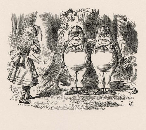 They were standing under a tree, each with an arm round the other's neck.