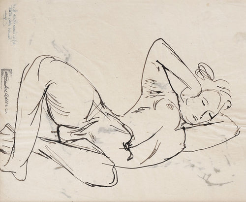 Reclining Nude, Raised Arm and Leg