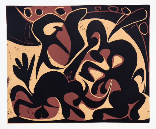 Picador Goading Bull with Matador