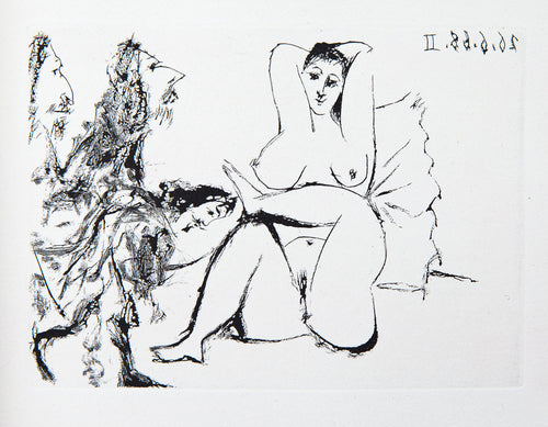 Trois Mousquetaires Saluant une Femme au Lit