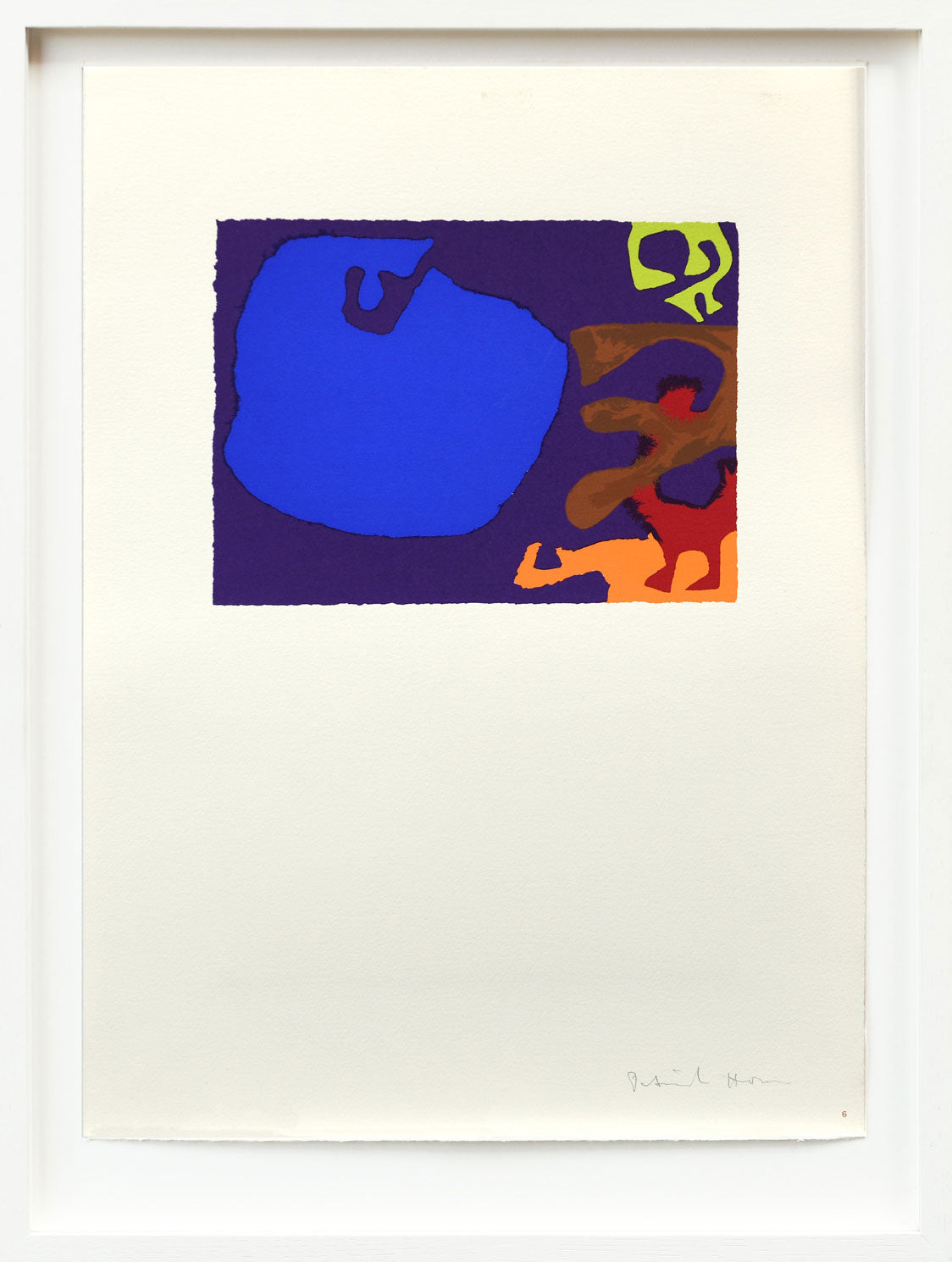 Blue with Lime, Umber, dull Red and Orange in Violet