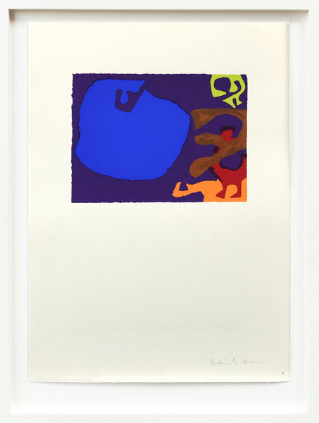 Blue with Lime, Umber, dull Red and Orange in Violet