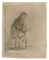 Beggar Woman Leaning on Stick