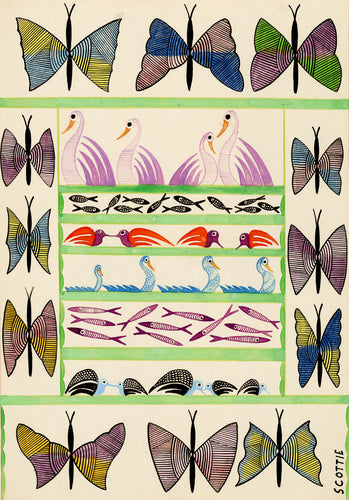 Butterfly Border: Birds & Fish