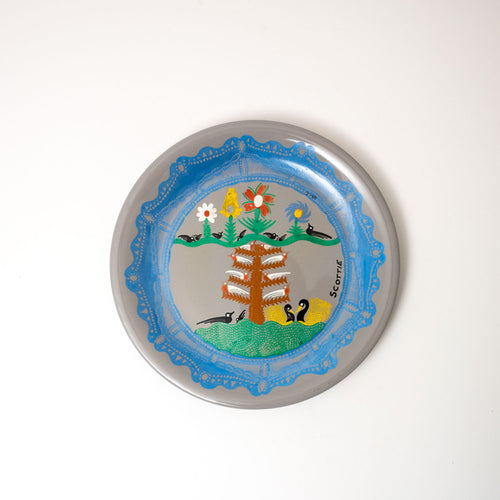 Circular Plate, Tree and Flower
