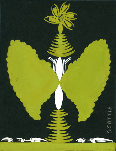 Green Butterfly with Birds