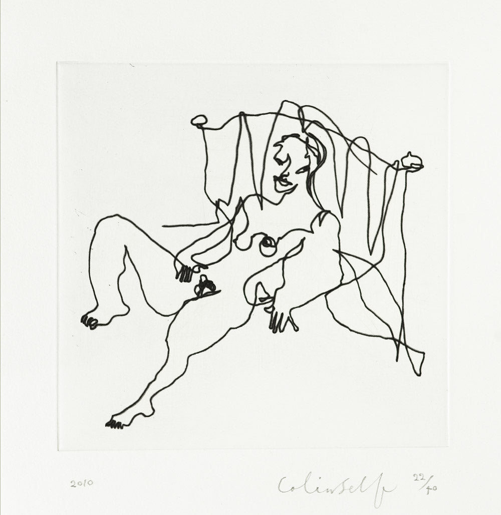 Nude Woman on a Bed (One Line Blindfold Drawing)