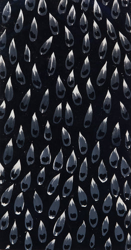 Grey Petals on Black - Fabric Design