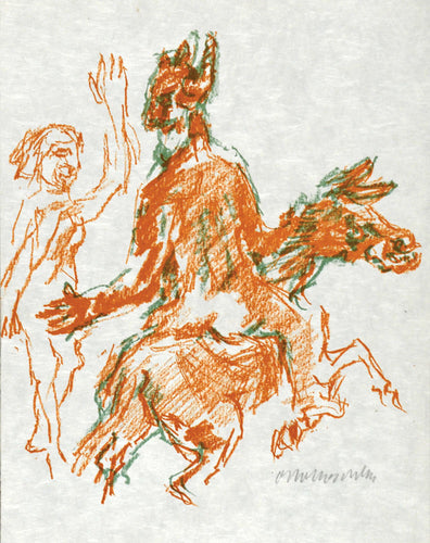 Teufel auf einem Esel und eine Nymphe