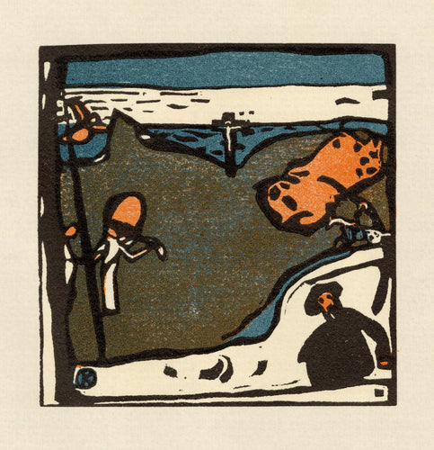 Landschaft mit Figuren und Kruzifix